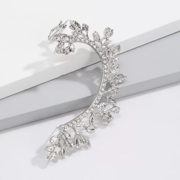 Whimsical Crystal Fairy Leaves Earring Cuff - Picture 2 of 16